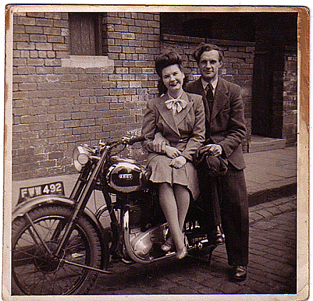 Joan & Alex on a motorbike