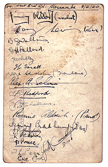 Postcard back with signatures